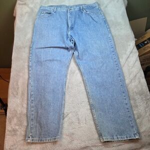 Wrangler Relaxed Fit Jeans Mens 42x30 Cotton Five Pocket Denim Light Wash Blue